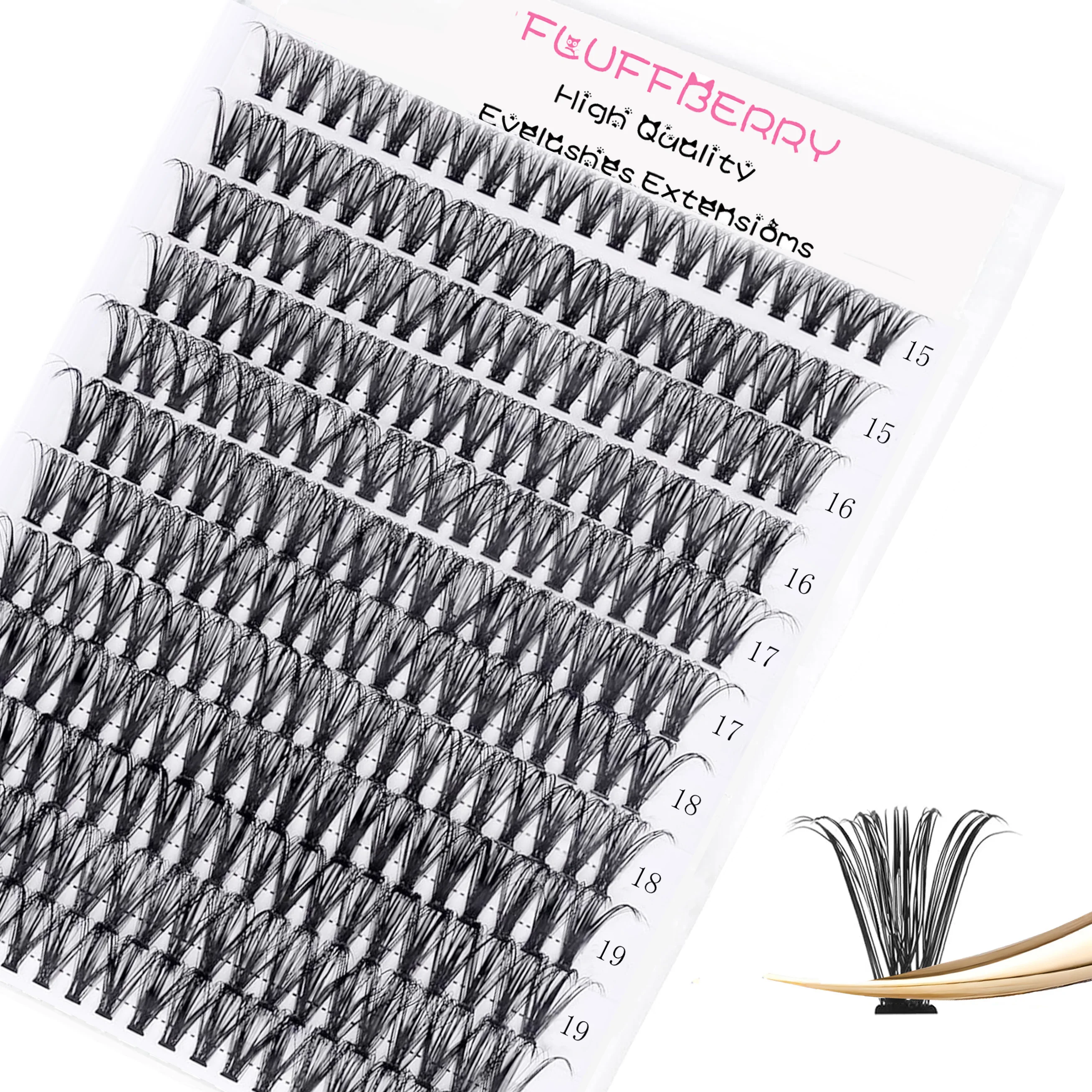 Classic Natural Individual Eyelash Extensions Faux Mink 15-20mm MIX Professionals Classic Natural Cluster Lashes Bulk