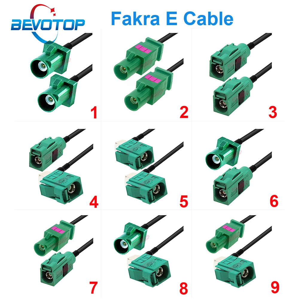 10PCS/LOT Wholesales Fakra E Male Female RG174 Cable for TV SDARS Audio Video Antenna Extension Pigtail Fakra Jumper BEVOTOP