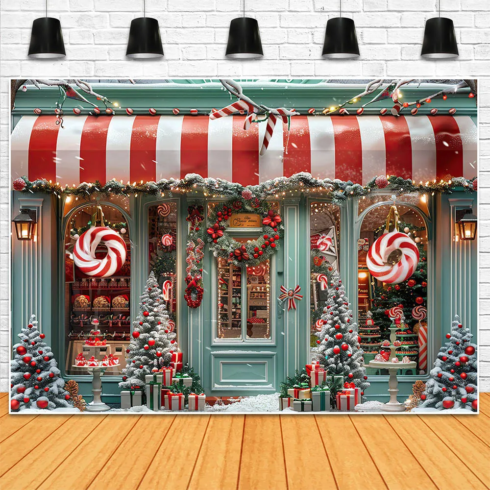 Mocsicka-خلفيات عيد الميلاد للتصوير الفوتوغرافي ، ثلوج شتوي ، أخضر عتيق ، هدية عيد الميلاد ، متجر الحلوى ، خلفية صور الأطفال في الهواء الطلق ، الدعائم