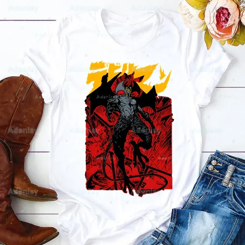 Devilman Debiruman Anime Devil Man T Shirt Women 90s Graphic T-shirt Harajuku Tops Tee Cute Short Sleeve Tshirt Female Tshirts