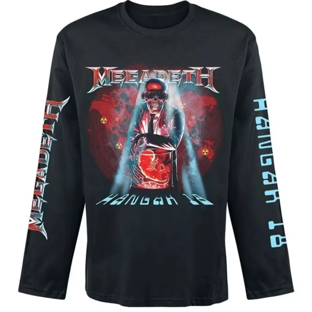 3D-gedrucktes Unisex-Langarm-T-Shirt, Megadeth Punk Metal Rock Band Shirt, Herbstmode, amerikanische Streetwear, Retro-Freizeit-Oberteil – Detail 8