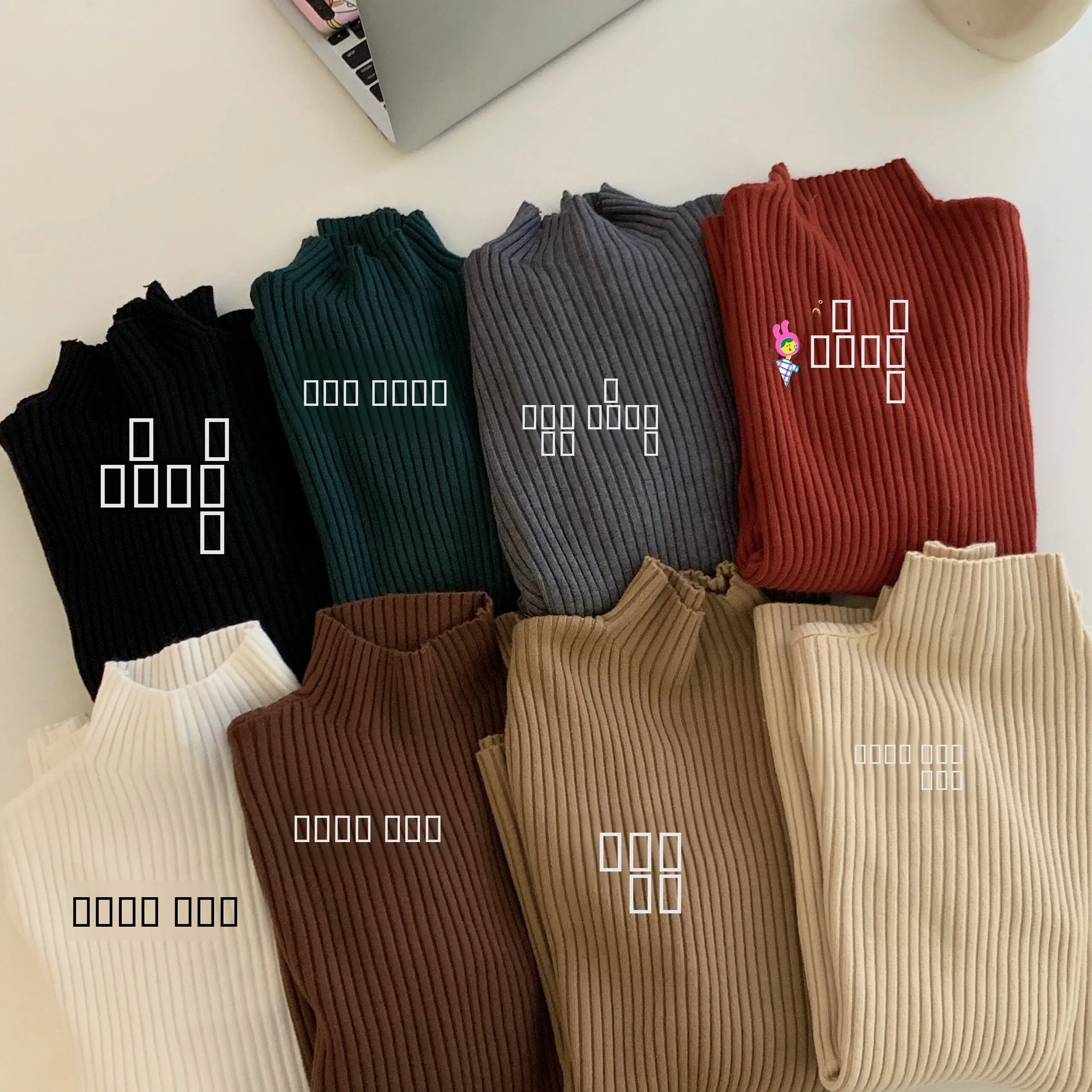 

ay Knitted f-High Collar Sweater Women's Autumn Winter Inner Wear Base irt Premium Feel Correct oulder Top New 2024