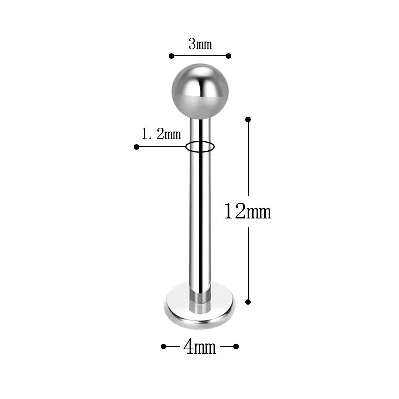 50pcs G23 Titanium Astm F136 Internally Thread Basic Ball Lip Labret Bar Ear Helix Cartilage Conch Body Piercing Jewelry