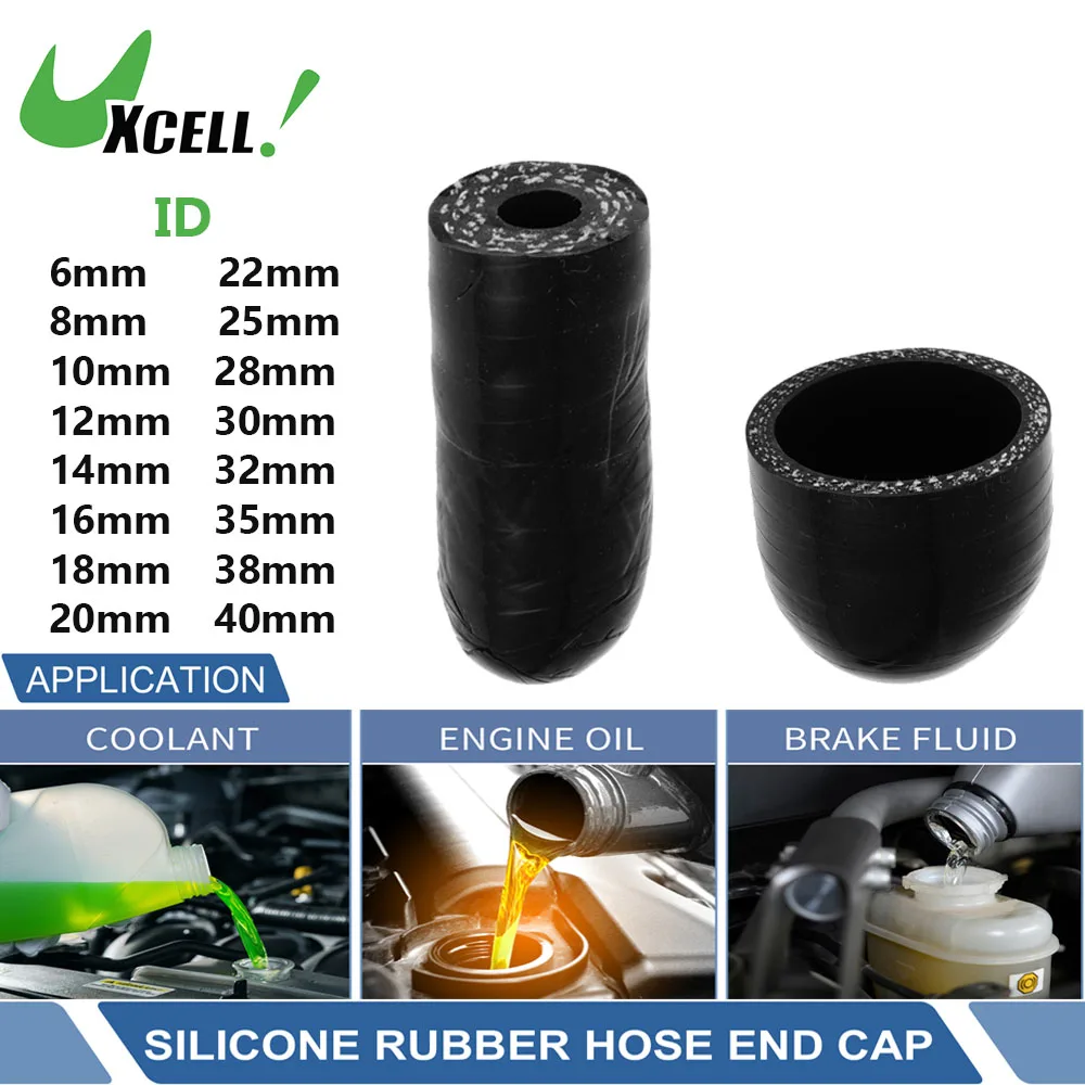 UXCELL 6/8/10/12/14/16/18/20/22/25/28/30/32/35/38/40mm ID  Car Silicone Hose End Cap Silicone Reinforced Blanking Caps Black