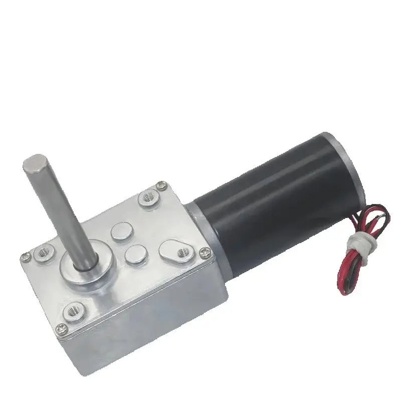 

DC12V 24V Мощный динамометрический мотор Турбочервячный мотор-редуктор 51 мм D-валь Высокая мощность Реверсивная низкая скорость 70 кг.см Червячный мотор-редуктор