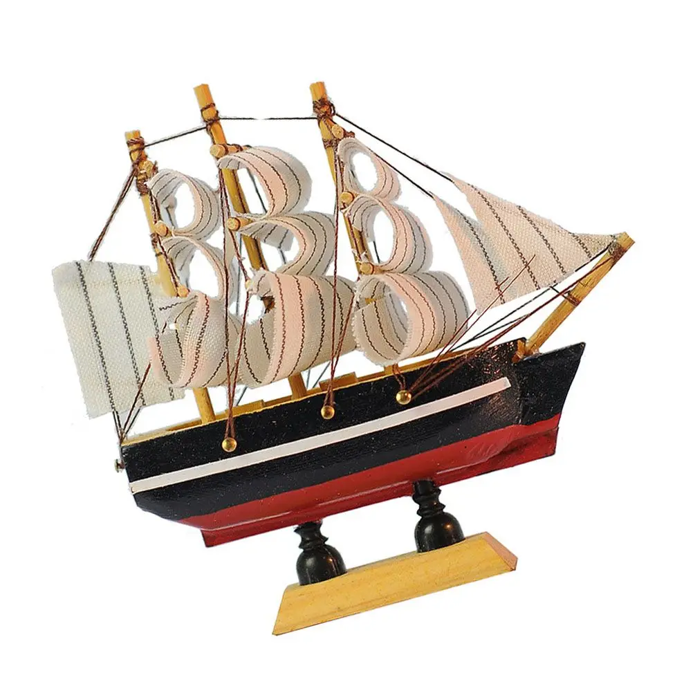 

Sailing Model Ornament Wooden Sailboat Craft Ship Decor Creative Delicate Child