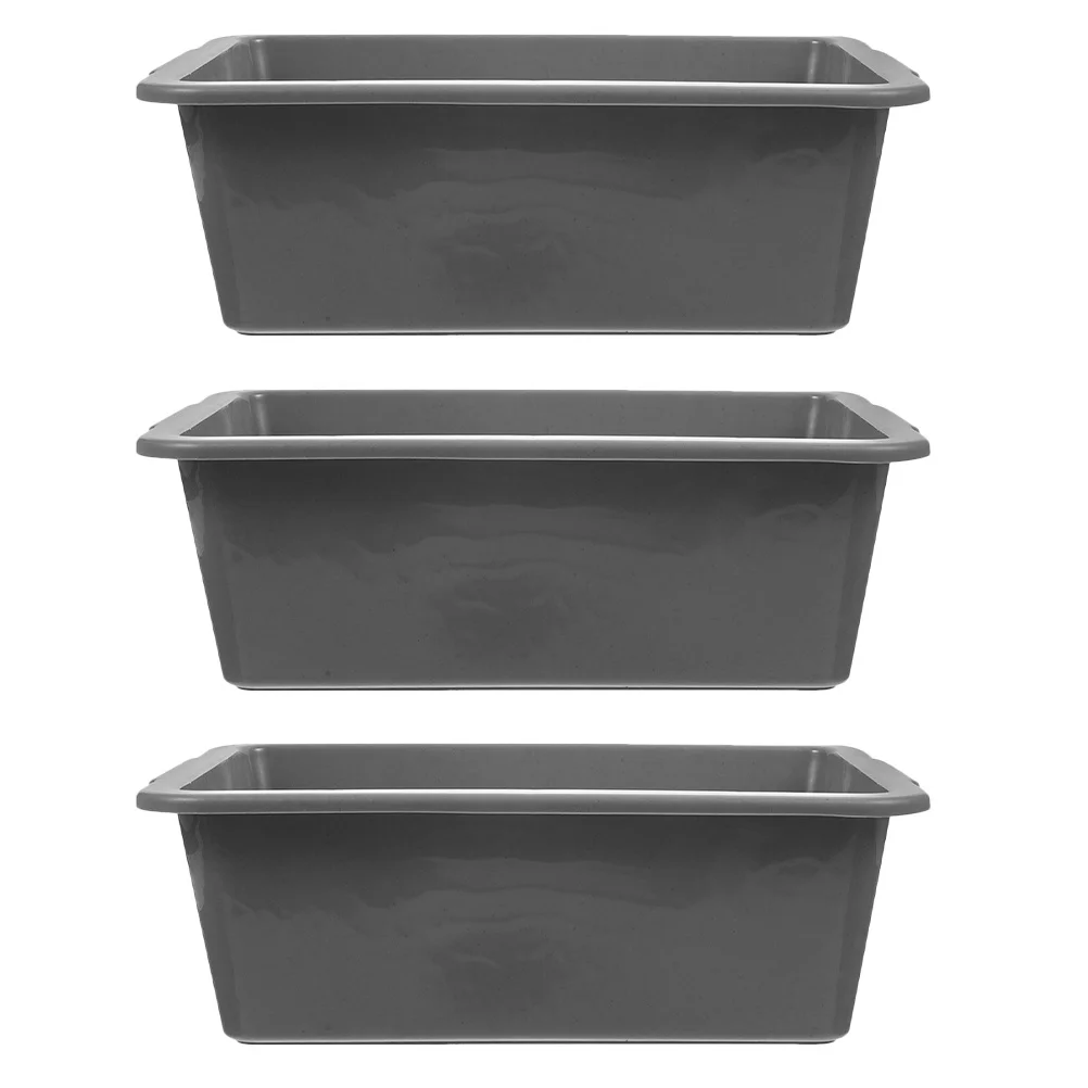 

3Pcs Plastic Rectangular Tub Bus Tub Commercial Heavy Duty Storage Bin Multipurpose Utility Tote Box for Food Storage Washing