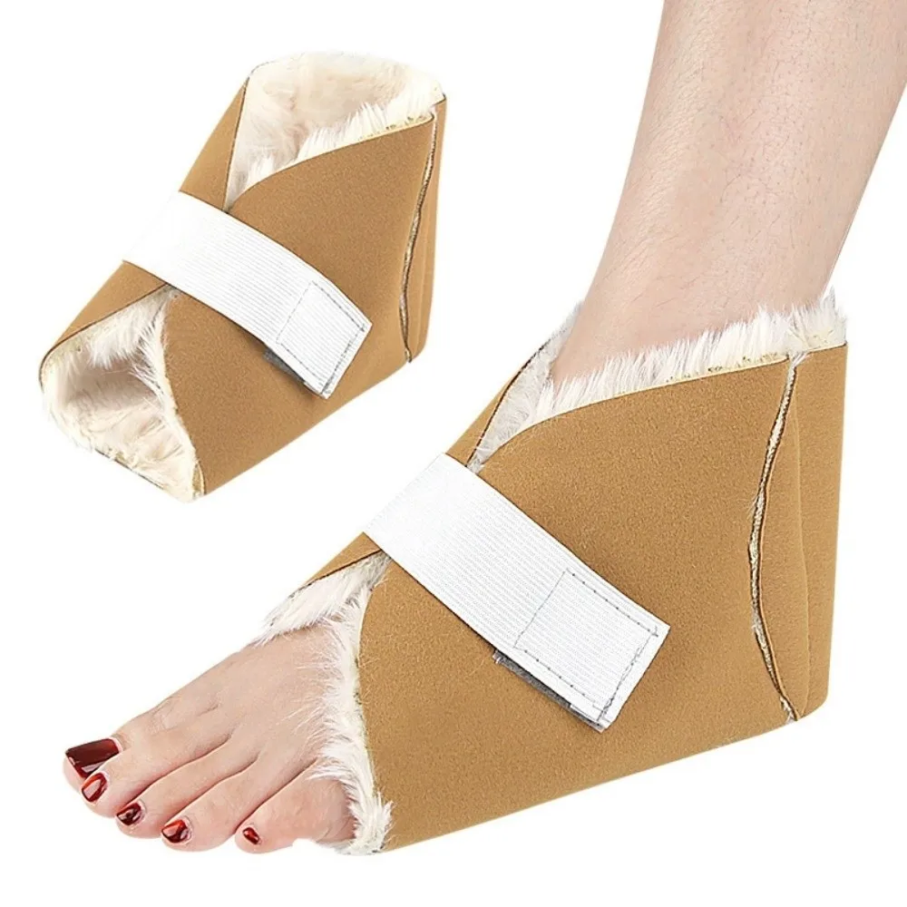 1 قطعة كعب القدم القطيفة دفئا مع تأمين حزام دافئ الأرنب الفراء غطاء الكاحل لينة سميكة جلد البقر قدم غطاء خريف شتاء