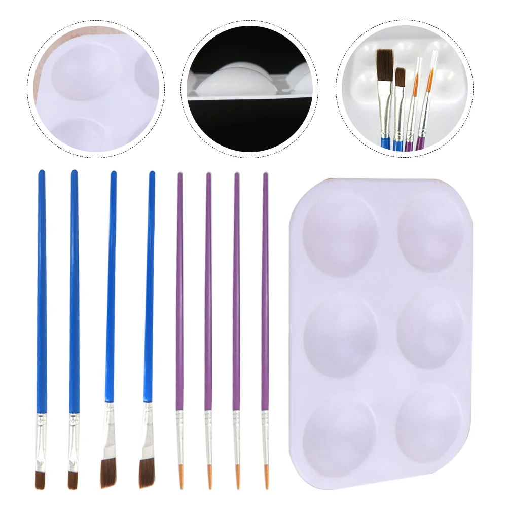 9 Pcs Specialty Tools Paint Brush Drawing Architectural Model Coloring Mixology Kit