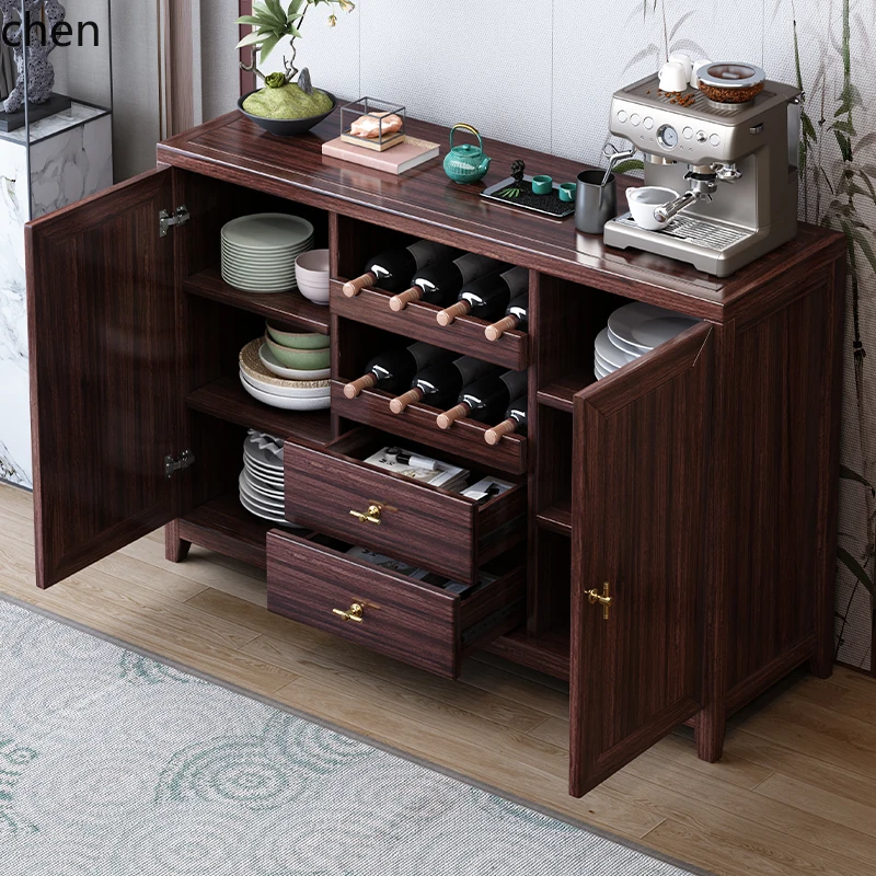 ZML Solid Wood Sideboard Wine Cabinet Integrated Two-Door Storage Cabinet Wall-Mounted Home Entrance