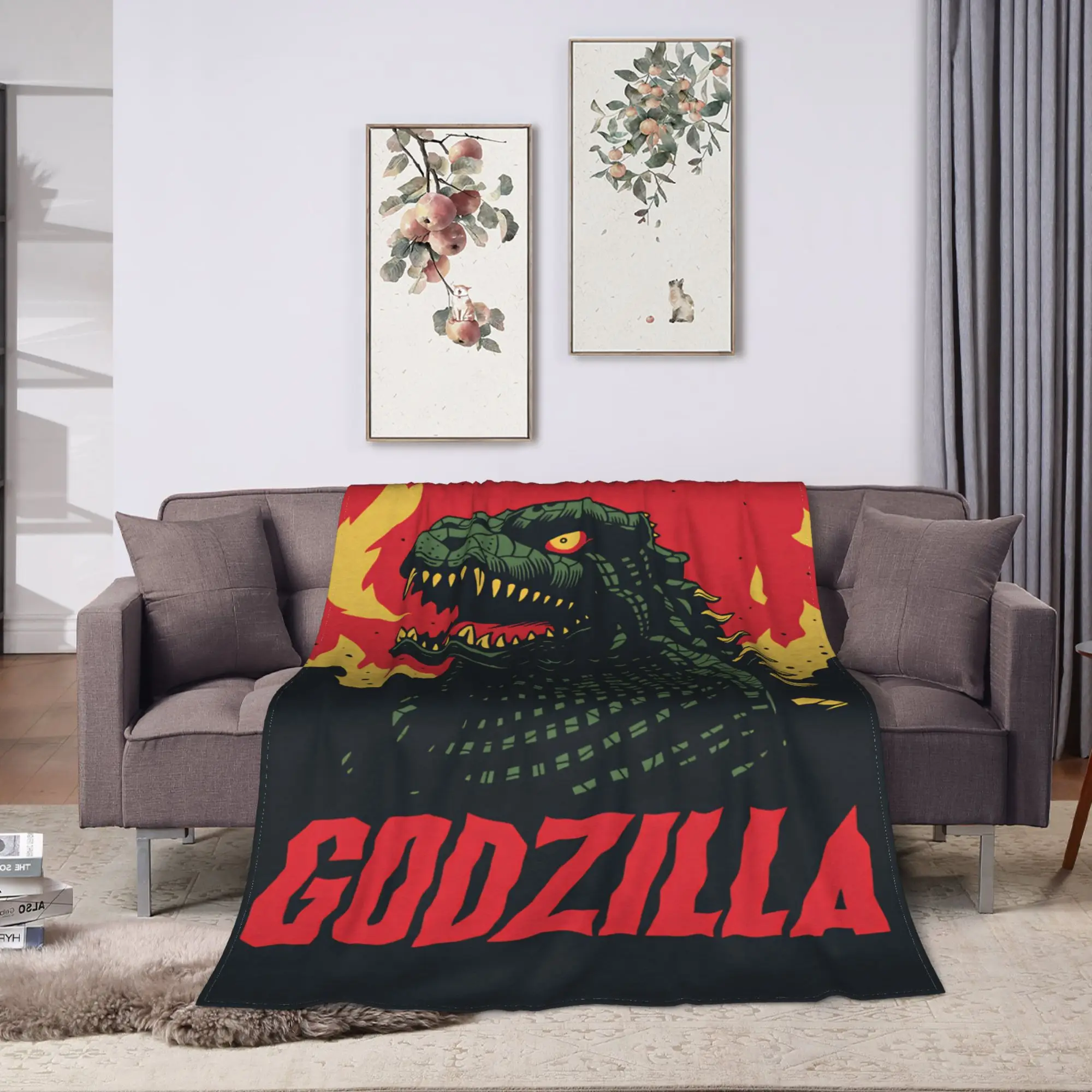 G-Godzillas  Flannel Blanket  Soft Durable Throw Blanket for Outdoor Travel Funny Bedspread Sofa Bed Cover