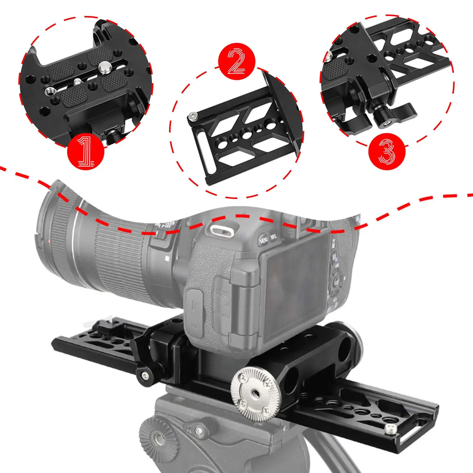 

Base Plate with Rosette Adapter Video Camcorder Camera Accessories Aluminum 10 inch Dovetail Plate Bottom Mount Baseplate
