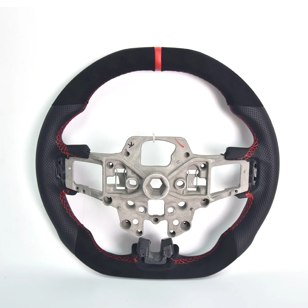Suitable for Ford Mustang 2015-2017 Modified Suede Perforated Leather Steering Wheel Assembly Carbon Fiber Customized Upgrade