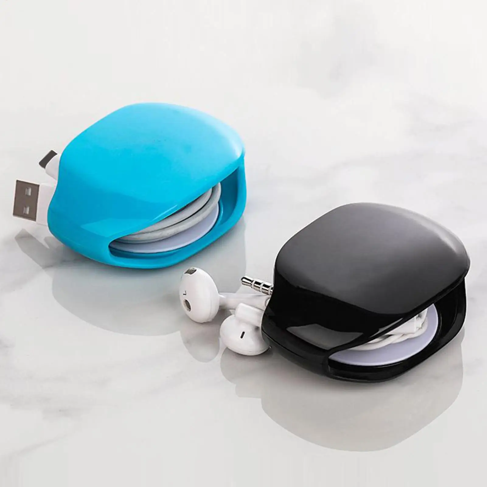 Automatic Cord Reel Flexible Cable Organizer Small Winder Case Horizontal Cord Retractor For Phone Travel Car Reader USB Home