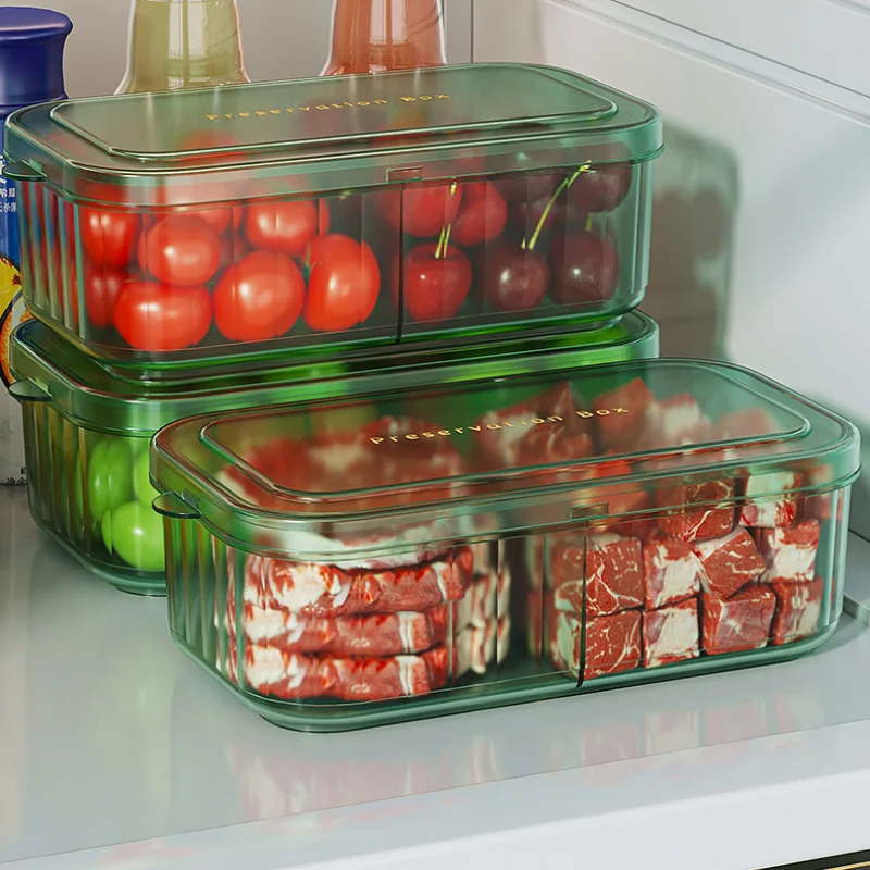 Kitchen Refrigerator Rectangular Preservation Box Microwave Heat-resistant Plastic Lunch Box Fruit Storage Sealed Box