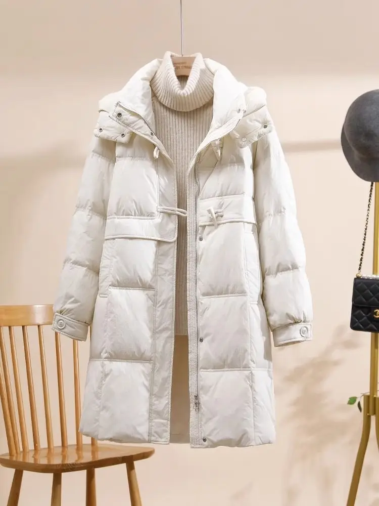 

Женская утепленная хлопковая куртка с капюшоном, свободного кроя, теплая зимняя, в корейском стиле, прямого силуэта, удлиненная верхняя одежда