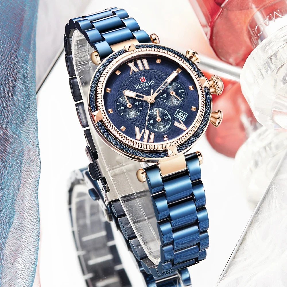 Reward 63084L Luxury Steel Strip Quartz Women's Watch Multi Functional Night Light Waterproof Calendar Watch Women Reloj Mujer