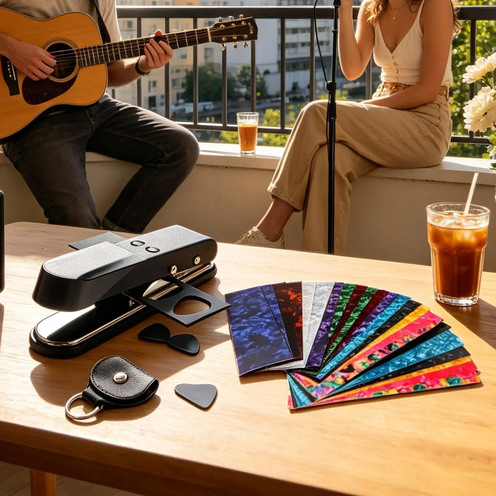 DIY Guitar Pick Metal Tool With Holder And 25 Strips Guitar Pick DIY Maker For Players Enthusiasts Beginners Music Students