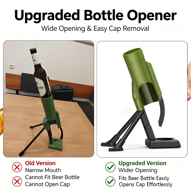 New Upgraded Version Beer Bottle Mortar Bottle Opener,330ml Mortar Beer Bottle Opener Heavy-Duty Tactical Cap Launcher