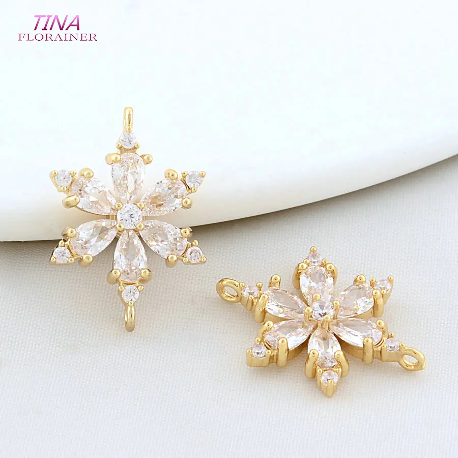 6PCS 14,5*20,5 MM 18K Gold Farbe Messing 2 Löcher Verbinden Blumen Charms Anhänger Halskette Ohrringe schmuck Machen DIY Zubehör – Detail 1