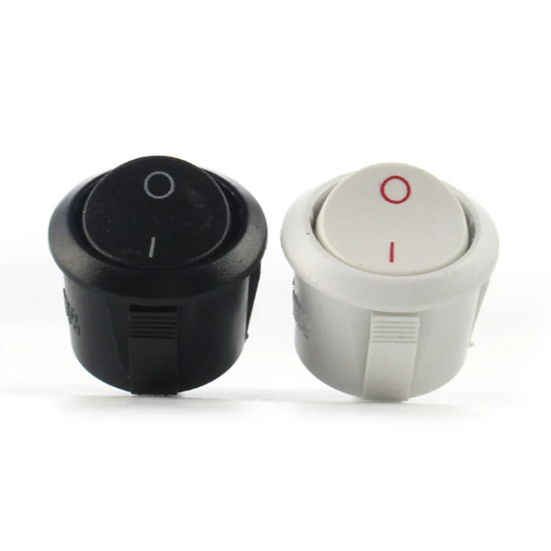 2Pin Terminals ON/OFF Round Boat Rocker Switch LED 6A 250VAC 10A 125VAC Power Push Button Switch Black White