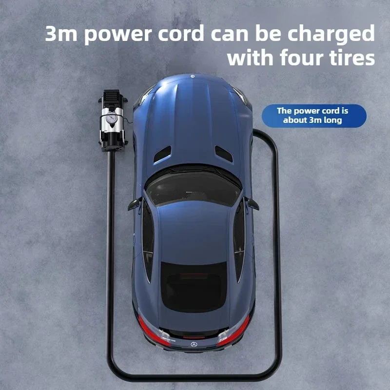 12V Car Tire Pump Cylinder Power System Car Electric Air Pump Heavy Duty Deluxe Portable Metal Air Compressor Car Tyre Inflator