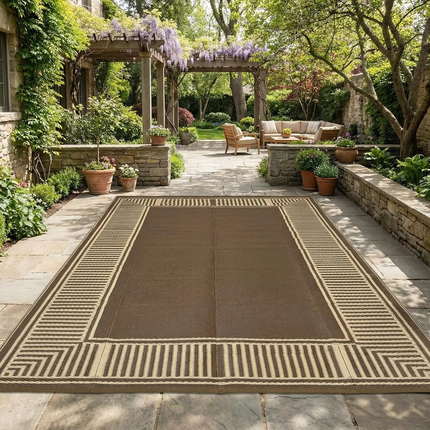 

Large Outdoor Rugs for Patio 10x14 Portable Outdoor Carpet, Reversible Plastic Straw Rug Camping Mat Waterproof Outside Rug f