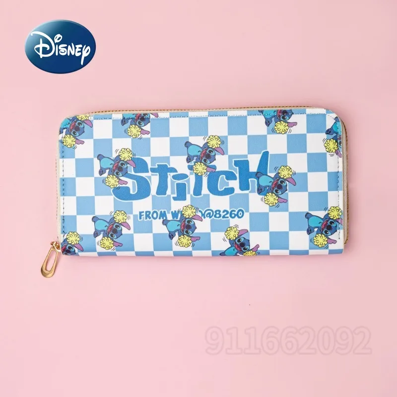 

Новый длинный кошелек Disney Stitch, милый женский кошелек с несколькими отделениями для карт, модный детский кошелек большой емкости