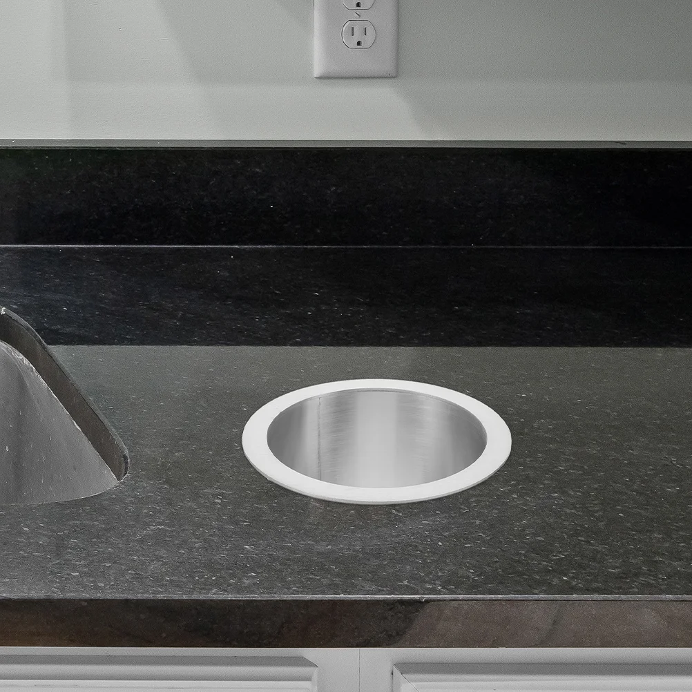 

Trash Can Round Recessed Countertop Cover Bin Lid Replacement Kitchen Garbage Stainless Steel Office