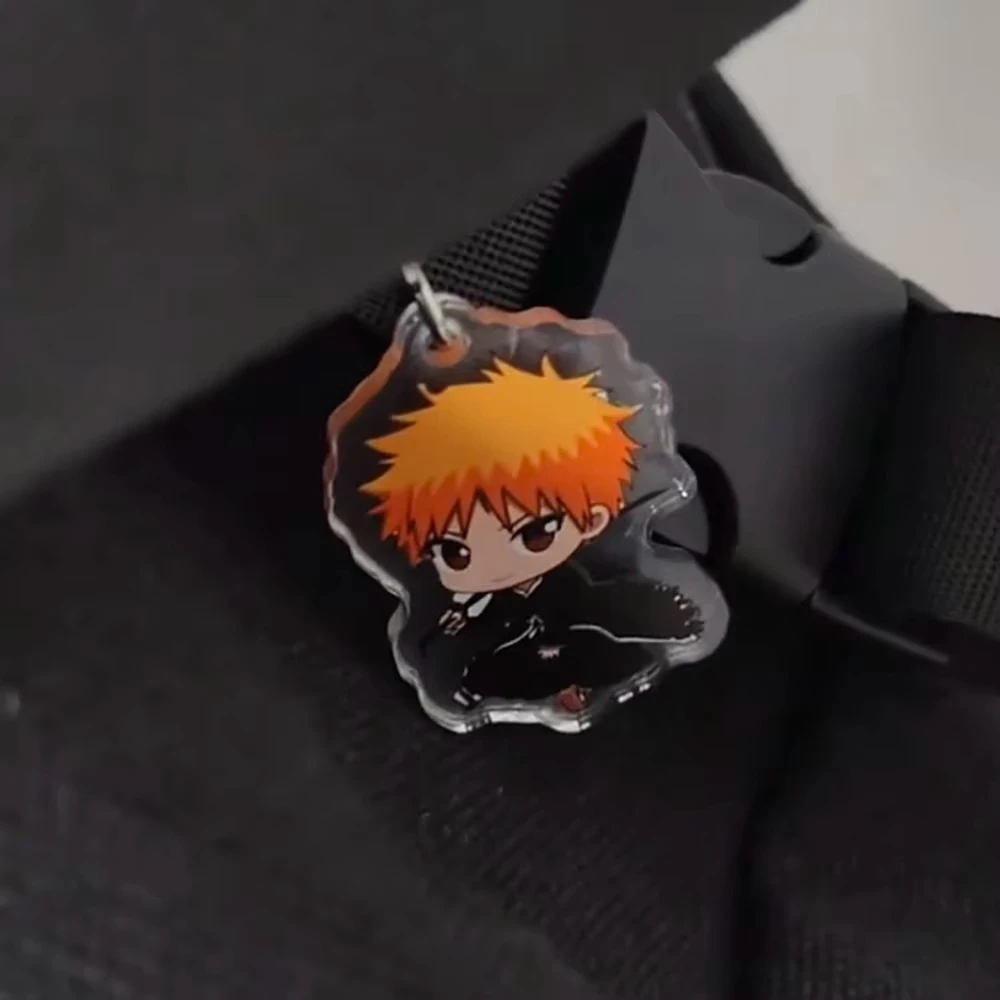 Anime BLEACH Character Kurosaki Ichigo&Inoue Orihime Cartoon PVC Heart Keyring Backpack Pendant Adult Valentine Gift for Lovers view 5