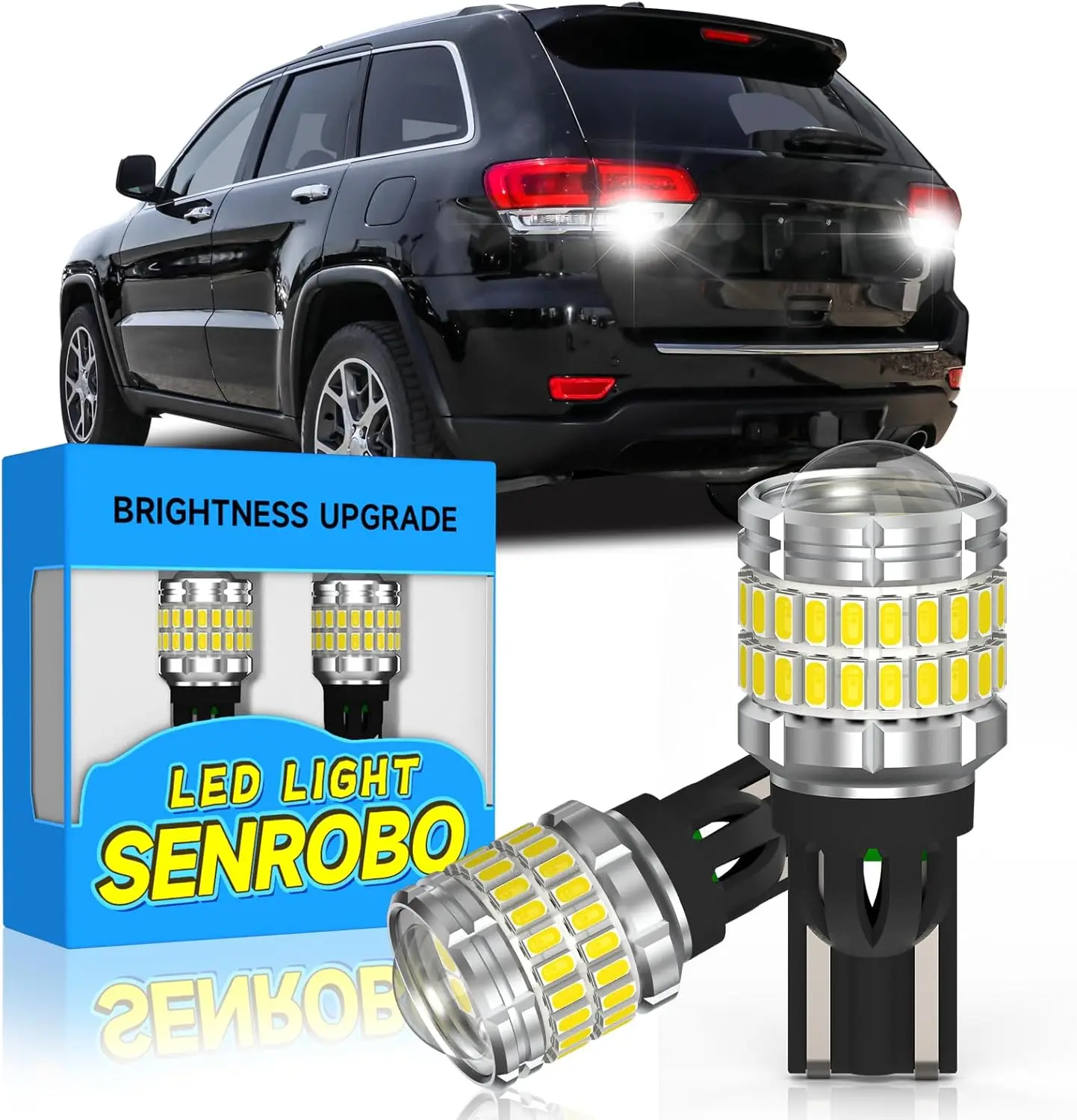 

921 912 Светодиодная лампа заднего хода подходит для Jeep Grand Cherokee 2011-2019, суперяркая светодиодная лампа T15 с линзой, холодная белая задняя часть 6000K