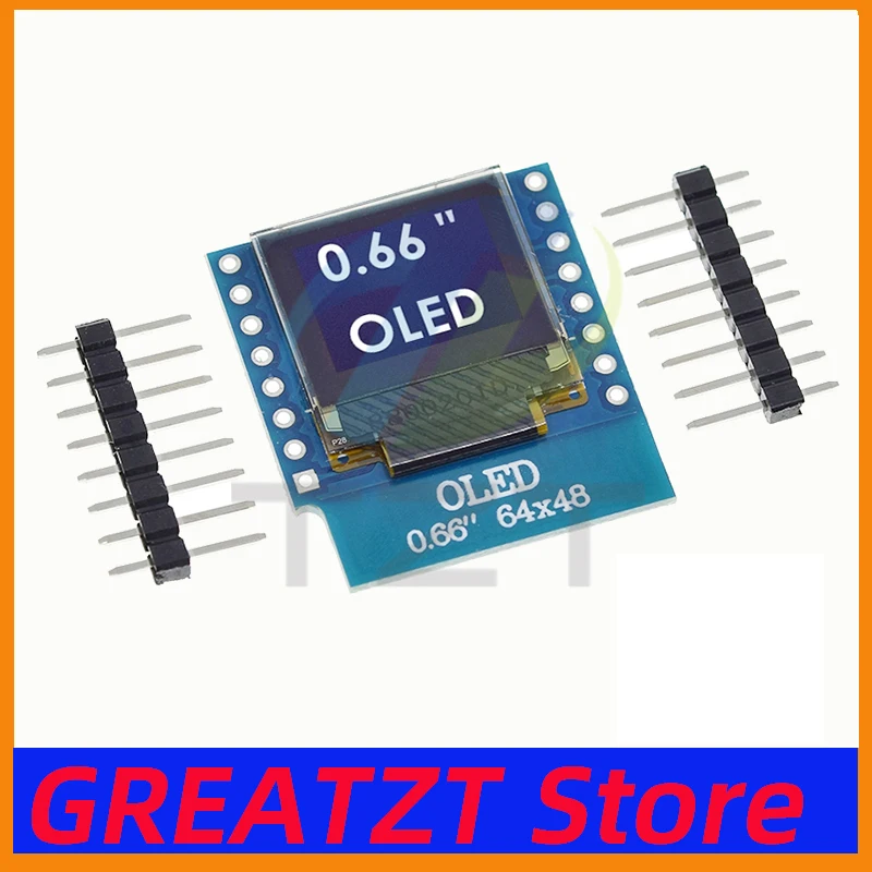 GREATZT 0.66  inch OLED Display Module for WEMOS D1 MINI ESP32 Module  AVR STM32 64x48 0.66