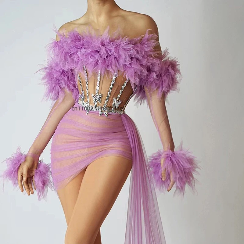 새로운 현대 무용 의상, 메쉬 퍼포먼스 드레스, 가수 모델 런웨이 쇼, 생일 파티 드레스, 무대 댄스 퍼포먼스 드레스