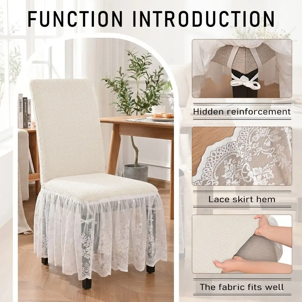 Thickened Chair Cover with Skirt Stretchable Breathable Elastic Chair Cover Anti-Slip Dust-Proof Full Wrap Stool Cover Home Use