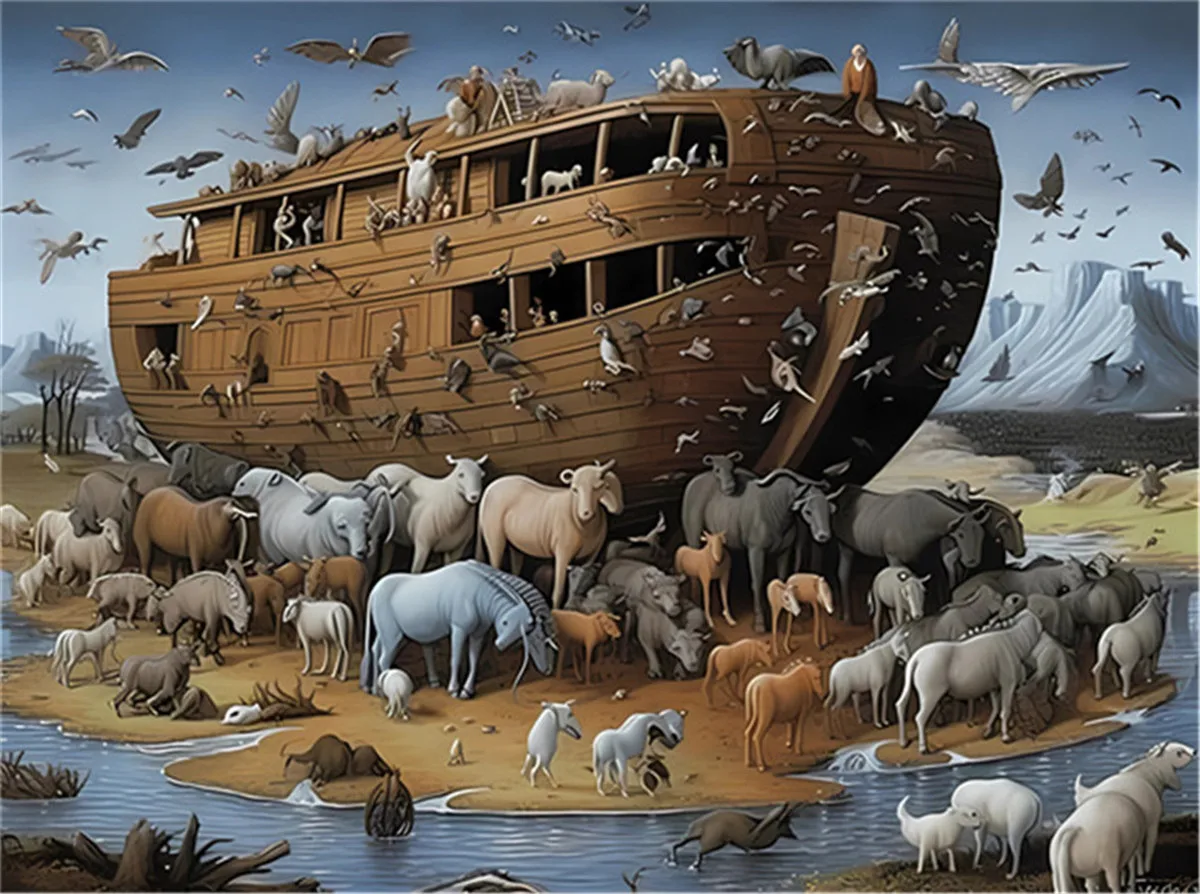 

Puzzles for Adults 1000 Pieces Jigsaw Puzzles Noah's Ark Boats and Animals Formation Wooden DIY Families Toys Entertainment Gift