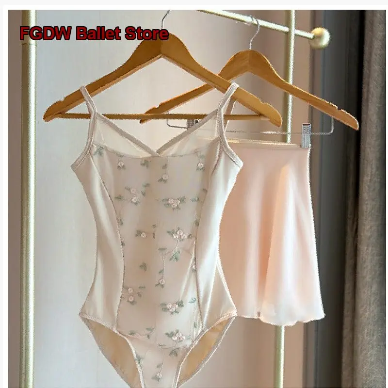 Women's Dance Dress Spaghetti Strap Lace Body Suit Basic Training Chinese Dance Unitard Yoga Leotard
