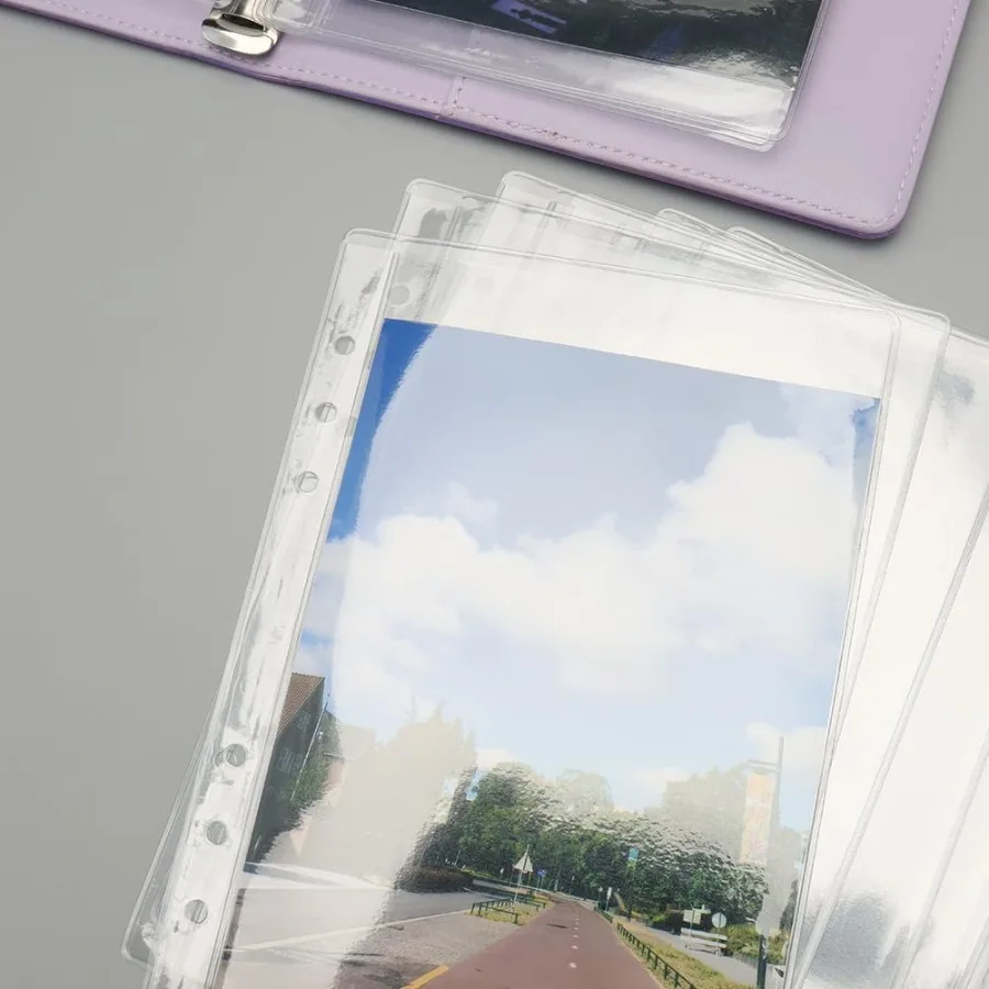 12 Uds. Carpeta A5 con bolsillos, sobres transparentes para efectivo, bolsa impermeable de PVC, protector de página para cuaderno de 6 anillas, carpeta, imágenes, archivos Organi