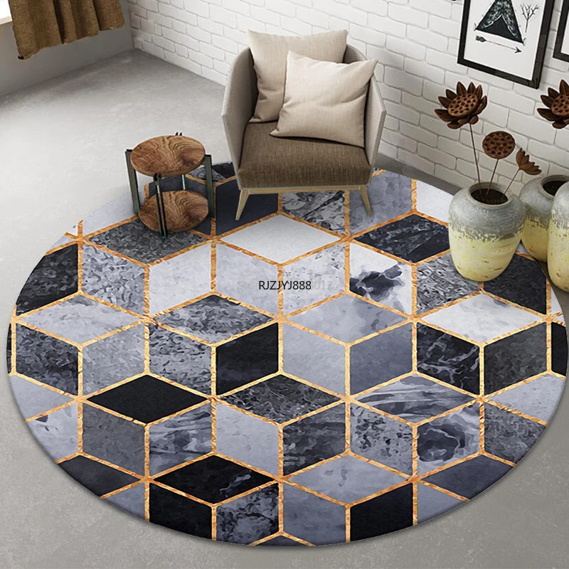 200cm Golden Diamond Velvet Carpet Computer Chair Swivel Chair Hanging Basket Floor Mat Living Room Bedroom Bedside Blanket