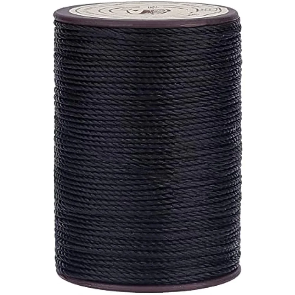 0.8mm Black Waxed Thread String, 50m/54 Yard Polyester Beading Thread for Braiding Bracelets Wax String Craft Cord for Jewelry