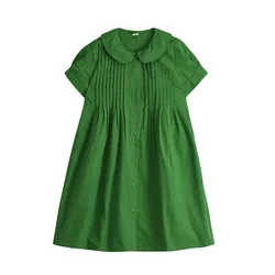 Girls' Sweet Princess Dress Children Girl Dress Green Color Short Sleeved Kids Clothes Birthday Party Dress