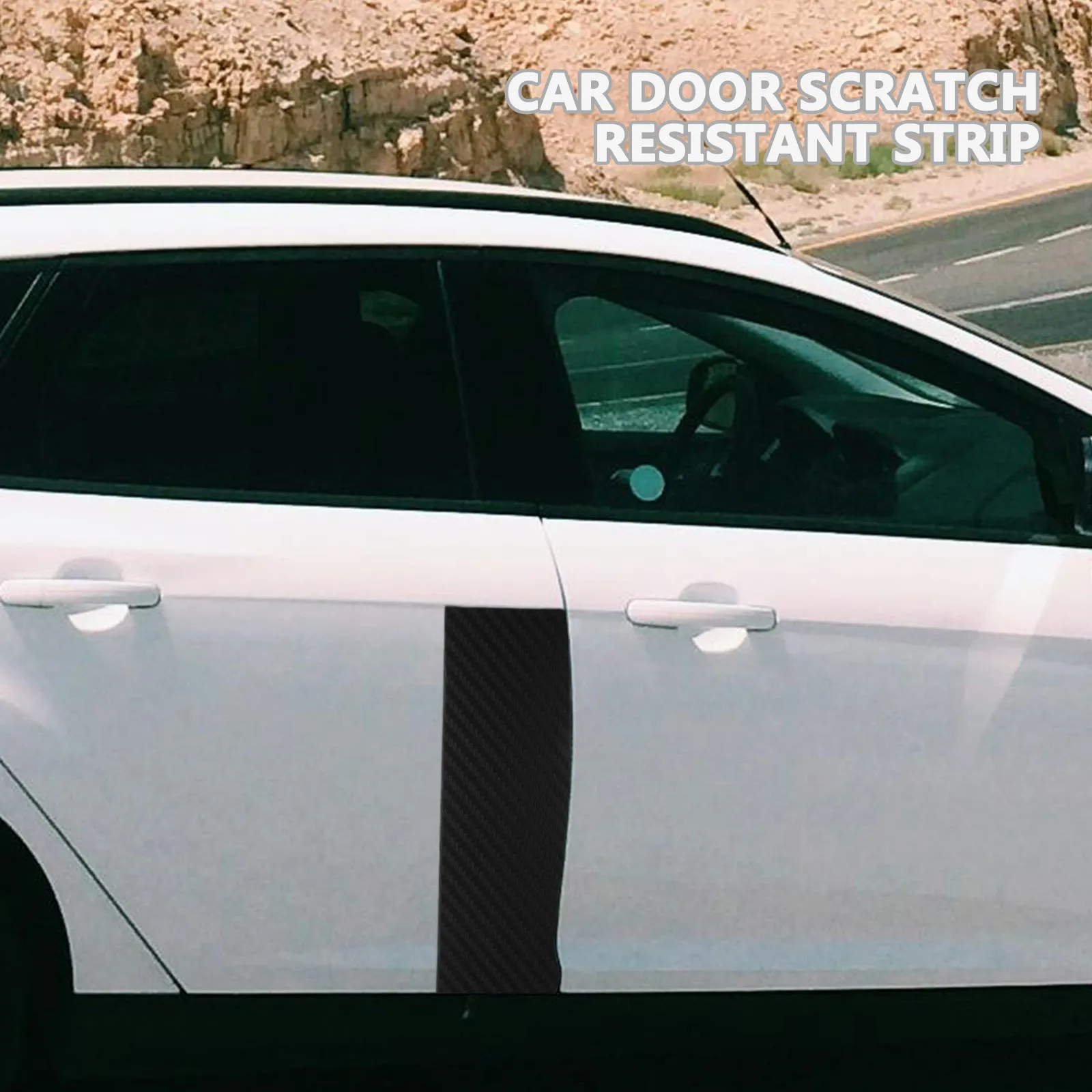 2Pcs Car Door Edge Guards 3D Matte Black Carbon Fiber Scratch Protection Trim Strip Sill Protector Car Door Seal Strip