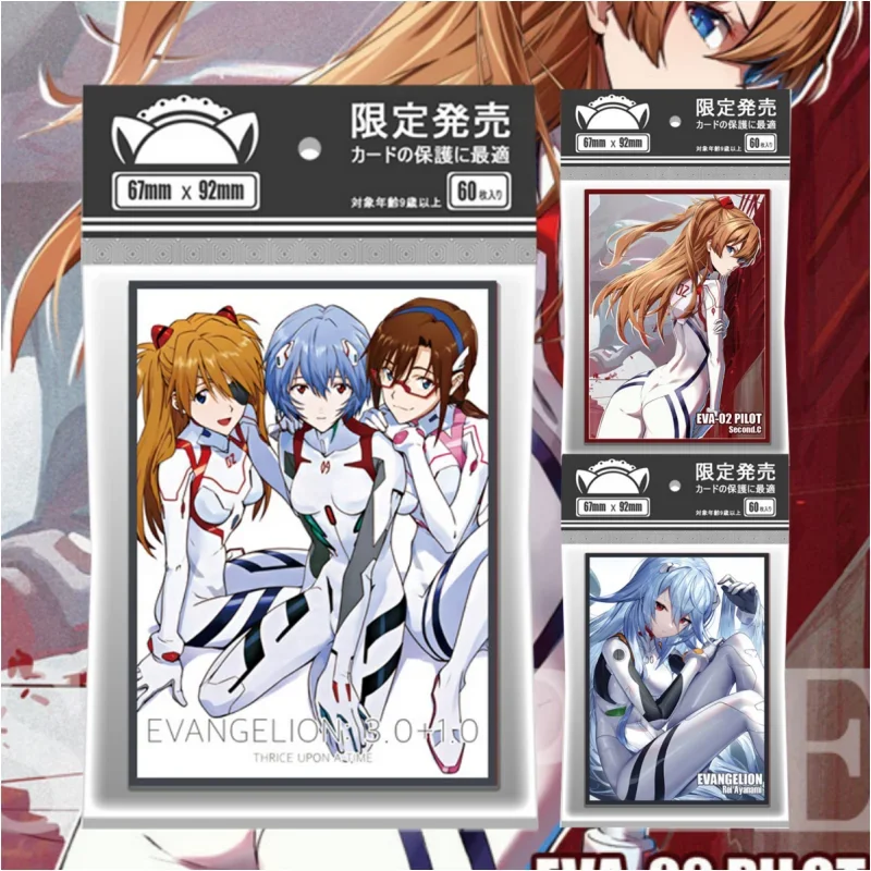 

60Pcs/Set Anime Card Sleeves PTCG Asuka Ayanami Rei Mari Makinami Illustrious Self Made Anime Game Collection Protector Toy Gift