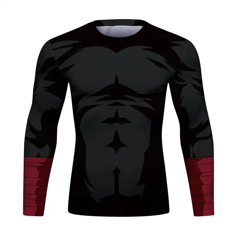 Naruto Akatsuki Anime Long-sleeved T-shirt Men Gym Workout Cosplay Print Quick-drying Tight Fitting Sportswear Clothes