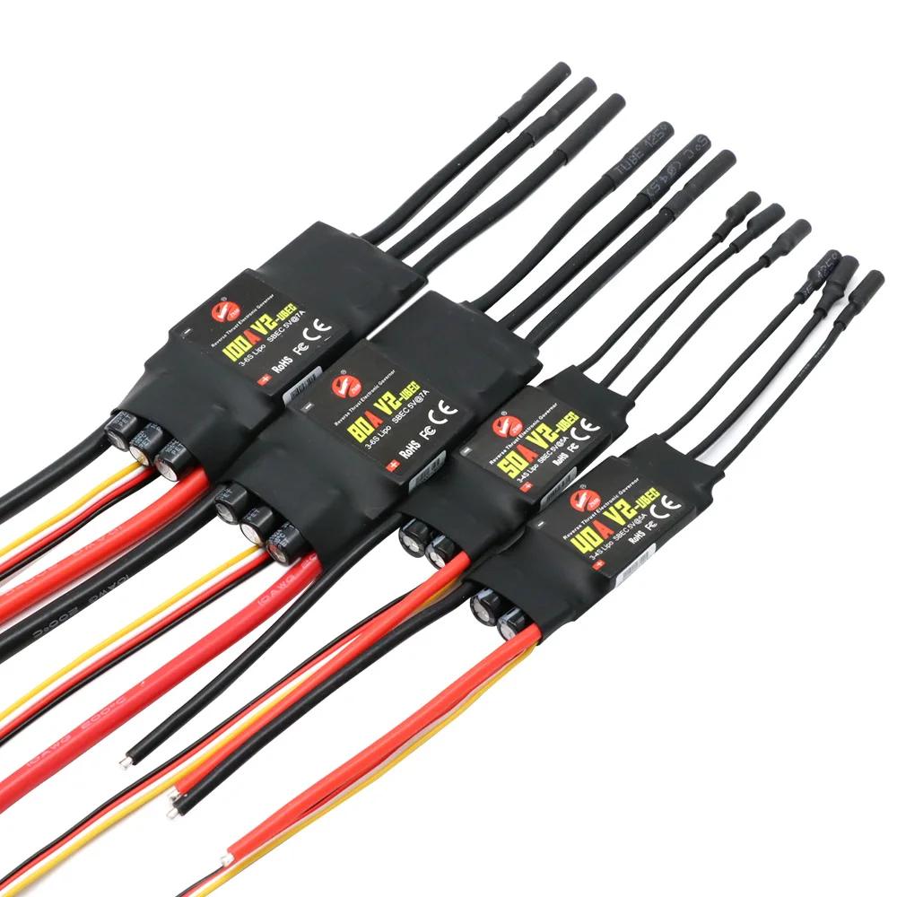 ZMR Brushless ESC 40A 50A 80A 100A V2 Drone ESC 2-4S Speed Controller With BEC/UBEC For RC Quadcopter Helicopter