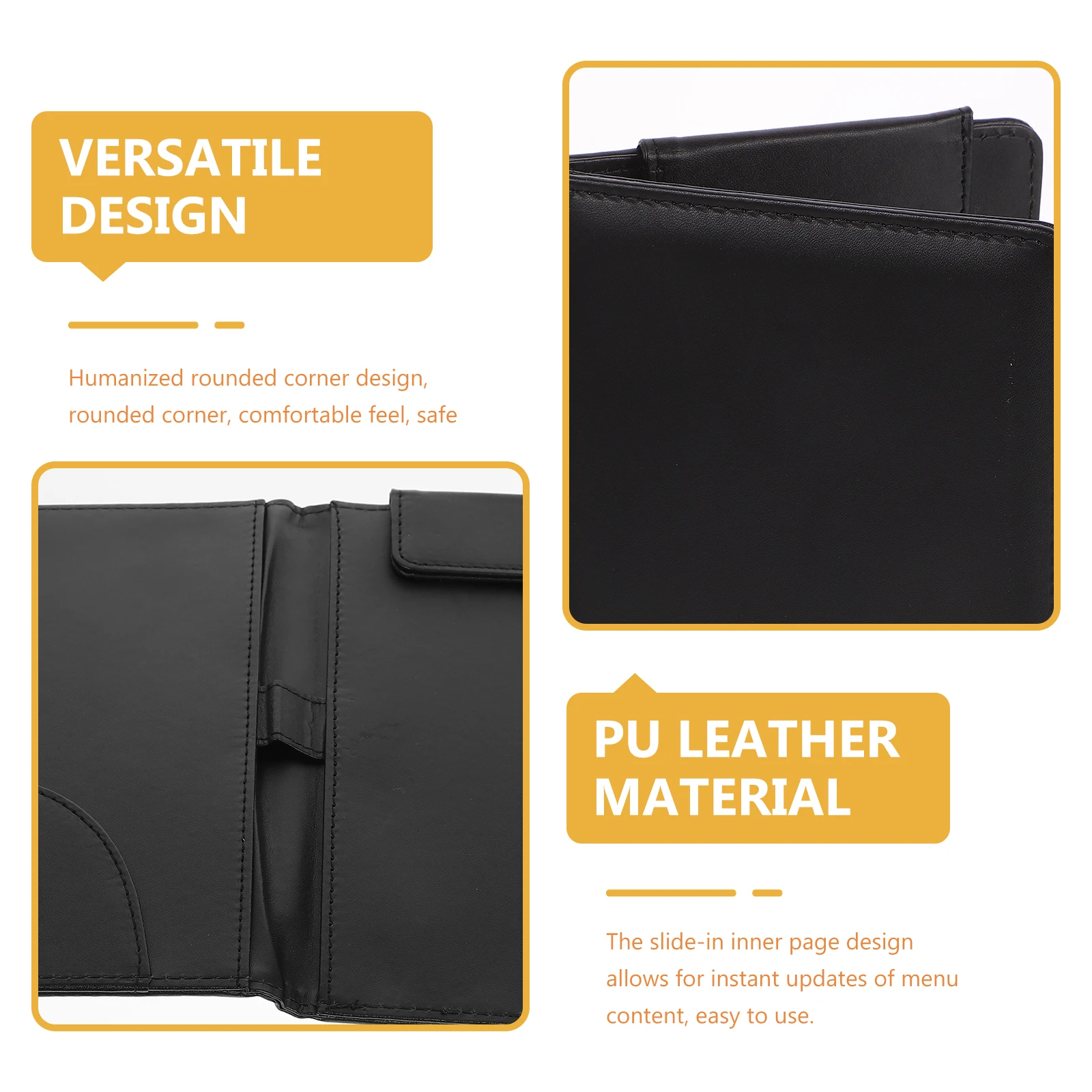 Luxury Pu Bill Menu Cash Organizer Writing Support Board Office Multi-Function Board Black Retro Style Paper File