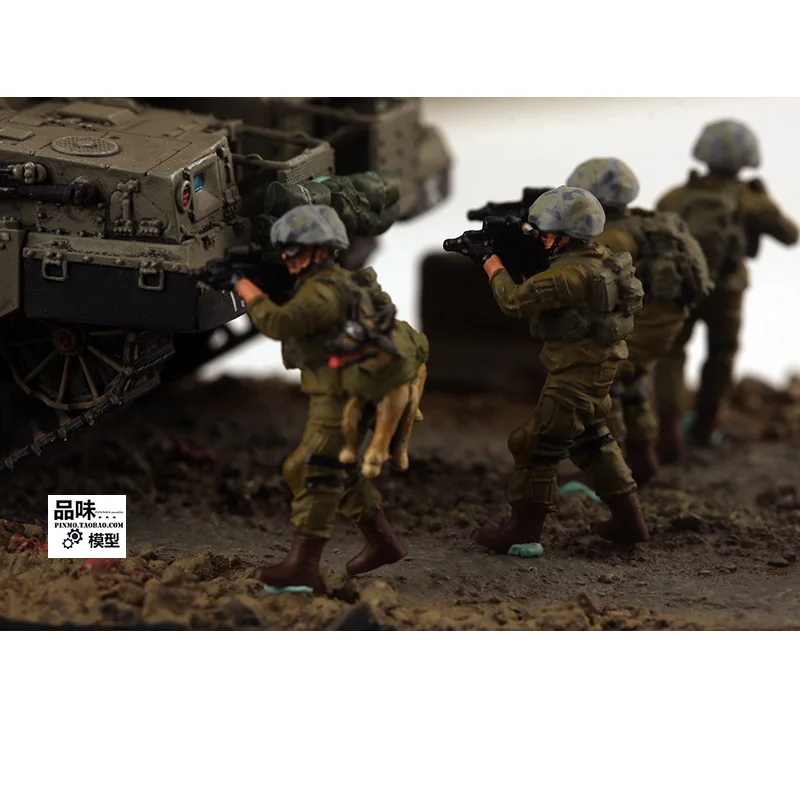 1:72 Scale Resin Israel Defense Force 6-man Team+dog Accessory Model Adult Collection Toys Classic Gifts Souvenir Static Display