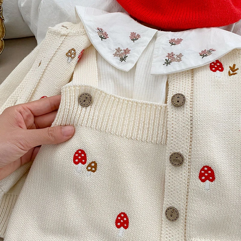 Spring Autumn Kids Suit Infant Baby Girls Clothing Set Long Sleeve Knitted Cardigan+Jumpsuit Newborn Baby Girls Clothes Suit