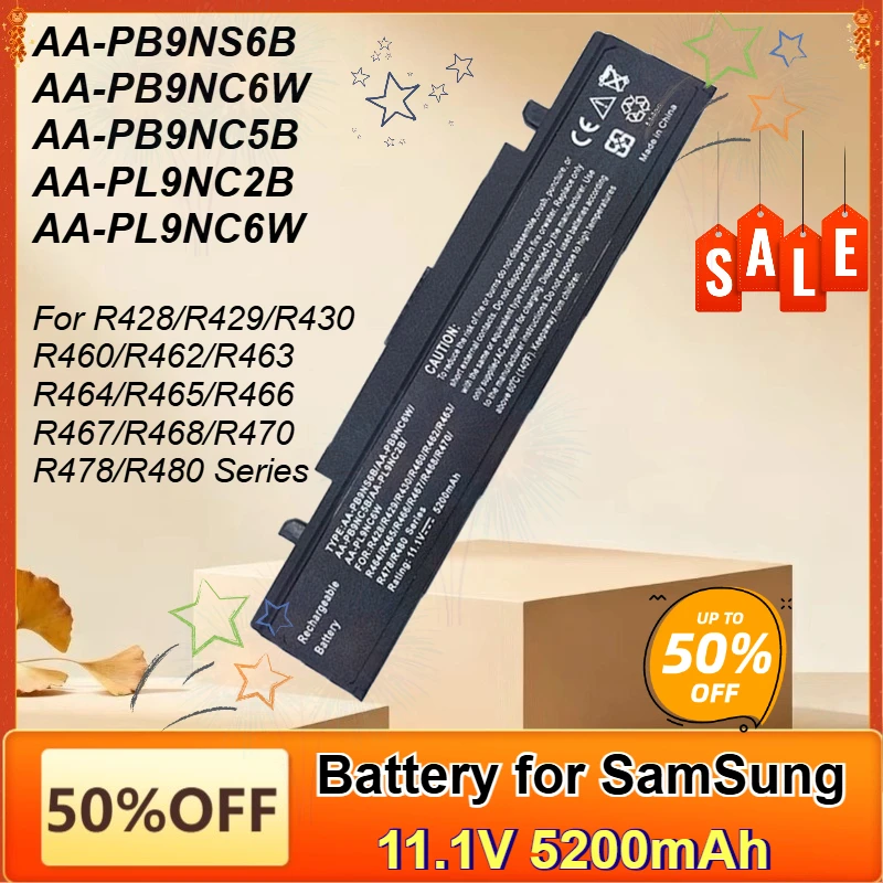 Laptop Battery for SamSung AA-PB9NC6B AA-PL9NC6W AA-PB9NS6B AA-PB9NC6W R428 R429 R468 NP300 RV509 R530 PB9MC6B PL9NC2B P510