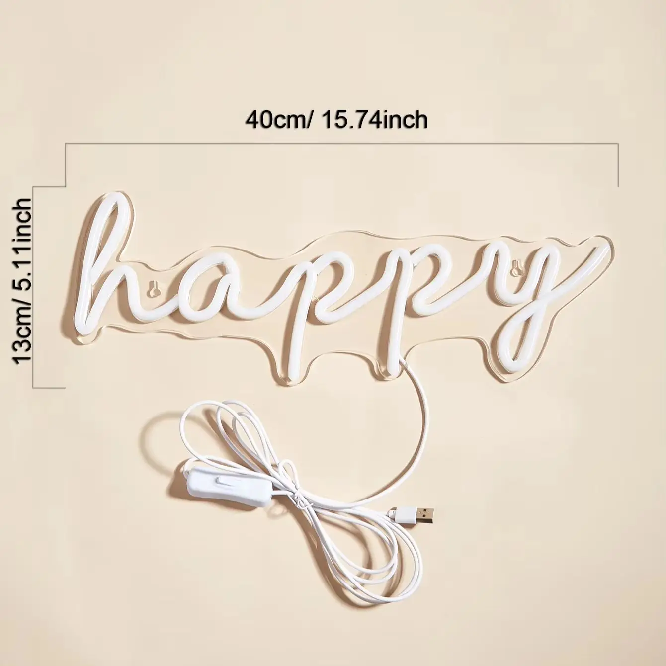 Chi-buy LED Neon Happy USB Powered Neon Signs Decor Lamp Signs Birthday Gift Wall Art For Bedroom Room Bar Shop