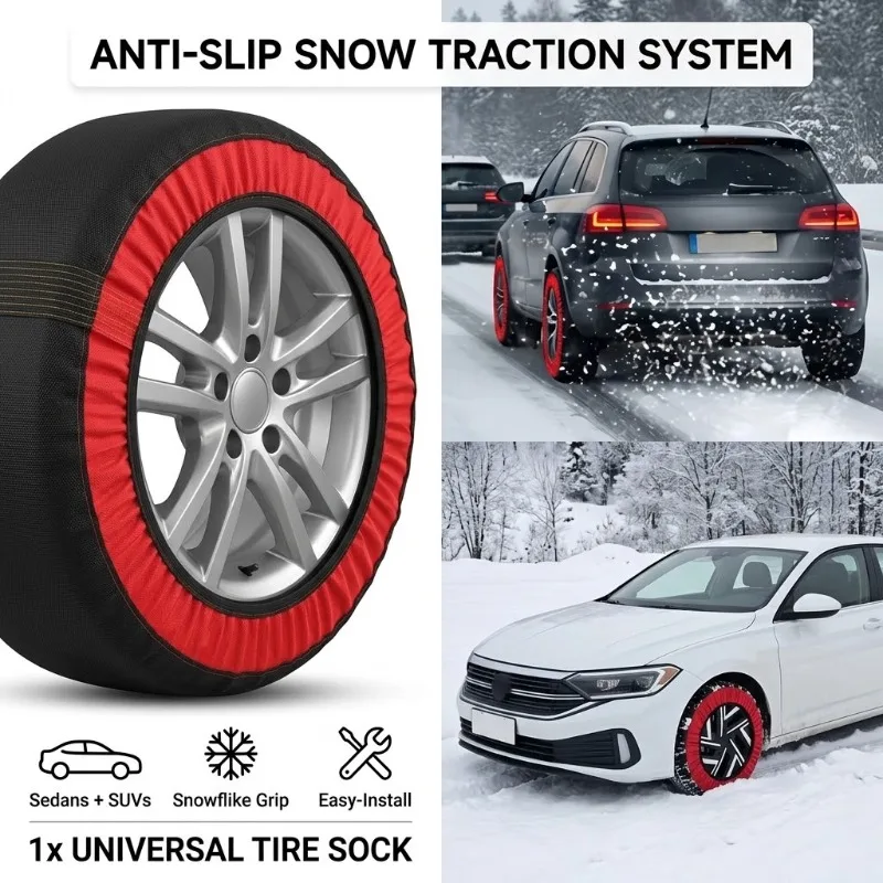 1Pc Universal Car Snow Socks Textile Anti-Skid Vehicle Tire Fabric Chains Winter Emergency Traction Grip For SUV Ice Road Covers